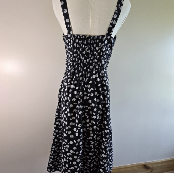 Anthropologie Maeve Dress Tiefront Black & White Cherry Sz 6 Cotton - Picture 6 of 16